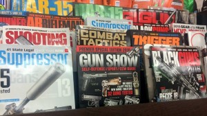 Some look at this shelf of magazines as glorifying violence, others are able to see tools that are used for self-defense, hunting and the shooting sports.
